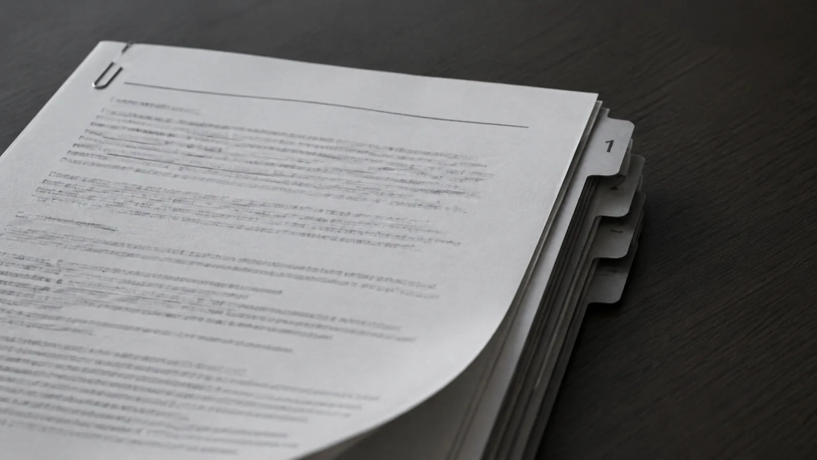 Representative illustration: a stack of tabbed documents with one sheet pulled forward. No real record is depicted.