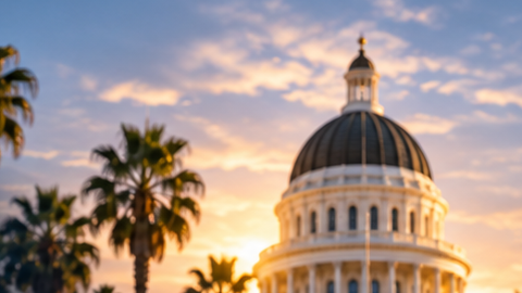 Representative illustration: the California State Capitol. No real physician, disciplinary matter or proceeding is depicted.